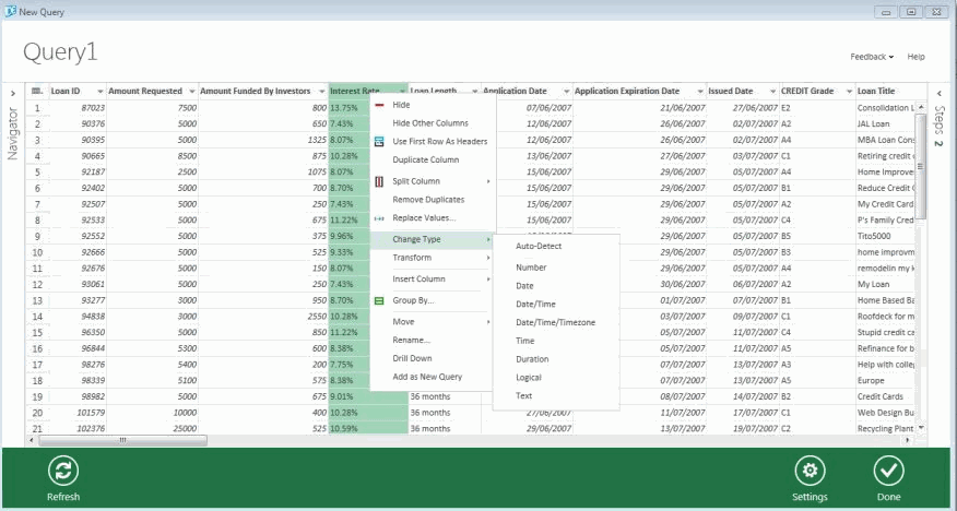 Screenshot of the Data Explorer plugin for Excel