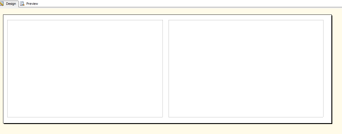 Screenshot of SSRS report setup with two tables arranged as report columns