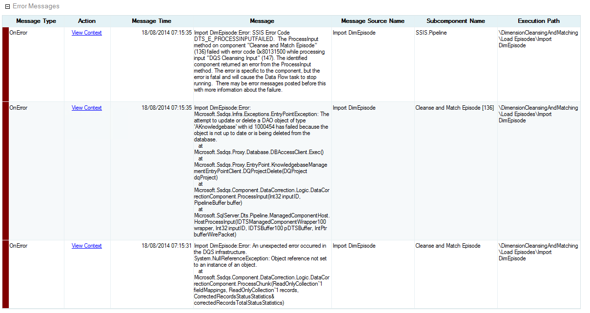 Debugging Errors in SSIS Data Quality Services Cleansing Component