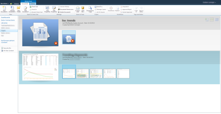 Screenshot of a Sharepoint library