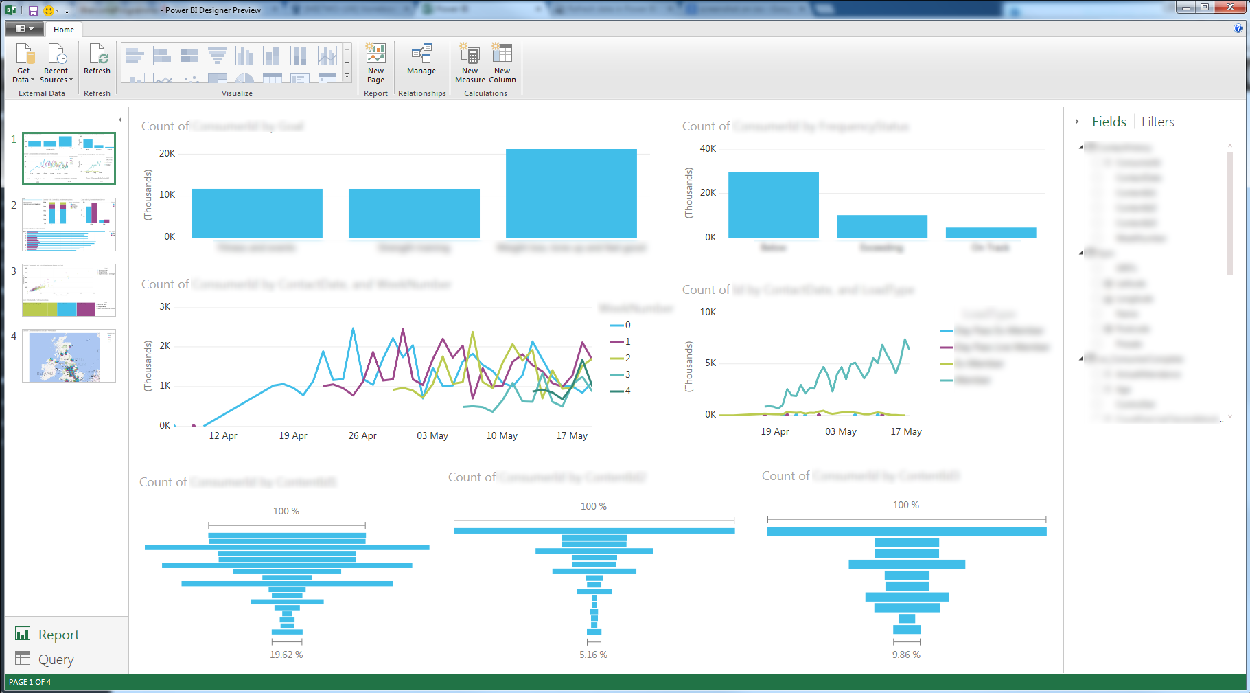 Screenshot of the Power BI designer