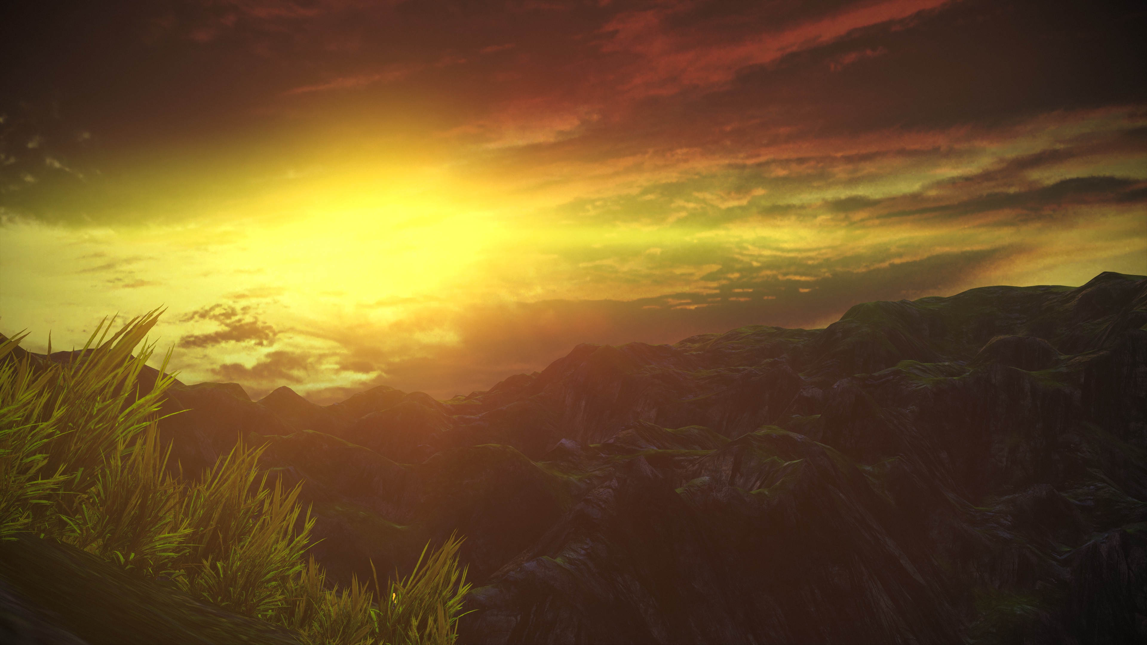 Mass Effect Legendary Edition screenshot featuring a stunning sunset on an alien world.