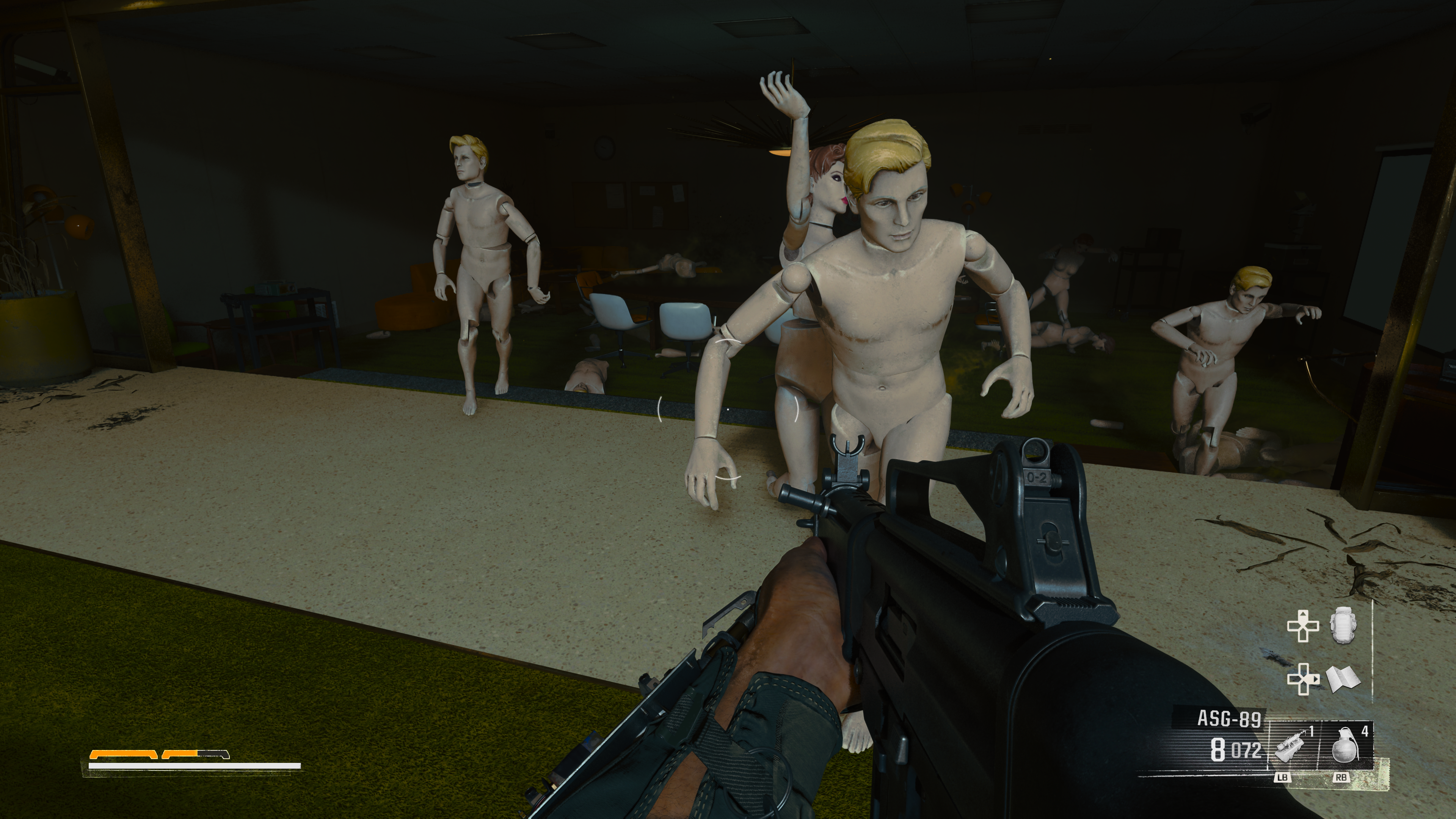 Screenshot from one of Black Ops 6 more unusual missions, where mannequins pursue the player