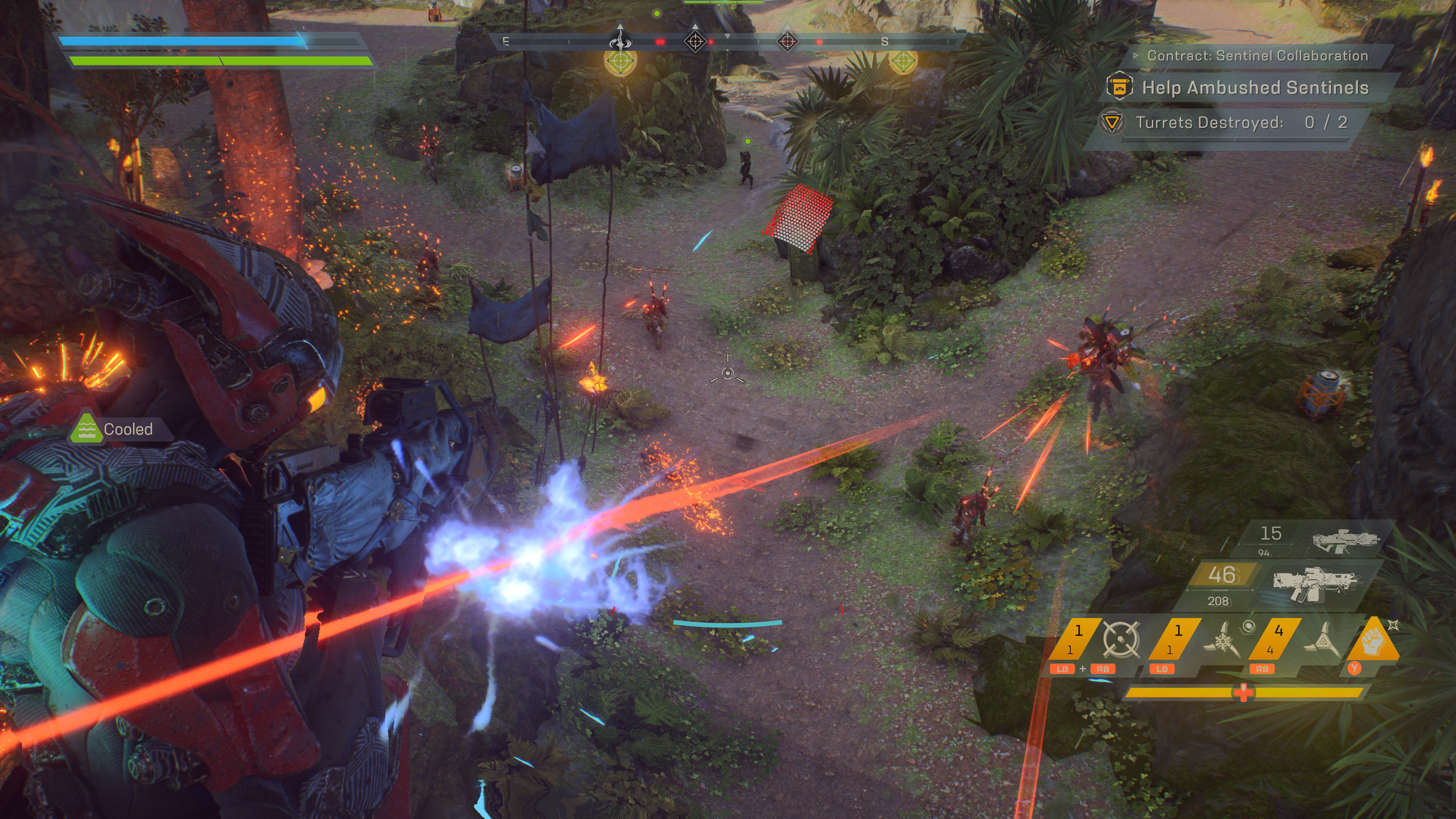 Screenshot of combat in Anthem